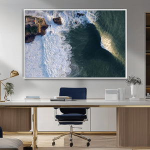 Nazare Coast Wall Art Canvas Print – Framed Aerial Ocean Art