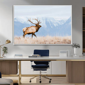 Elk Wall Art Canvas Print – Framed Mountain Wildlife Art