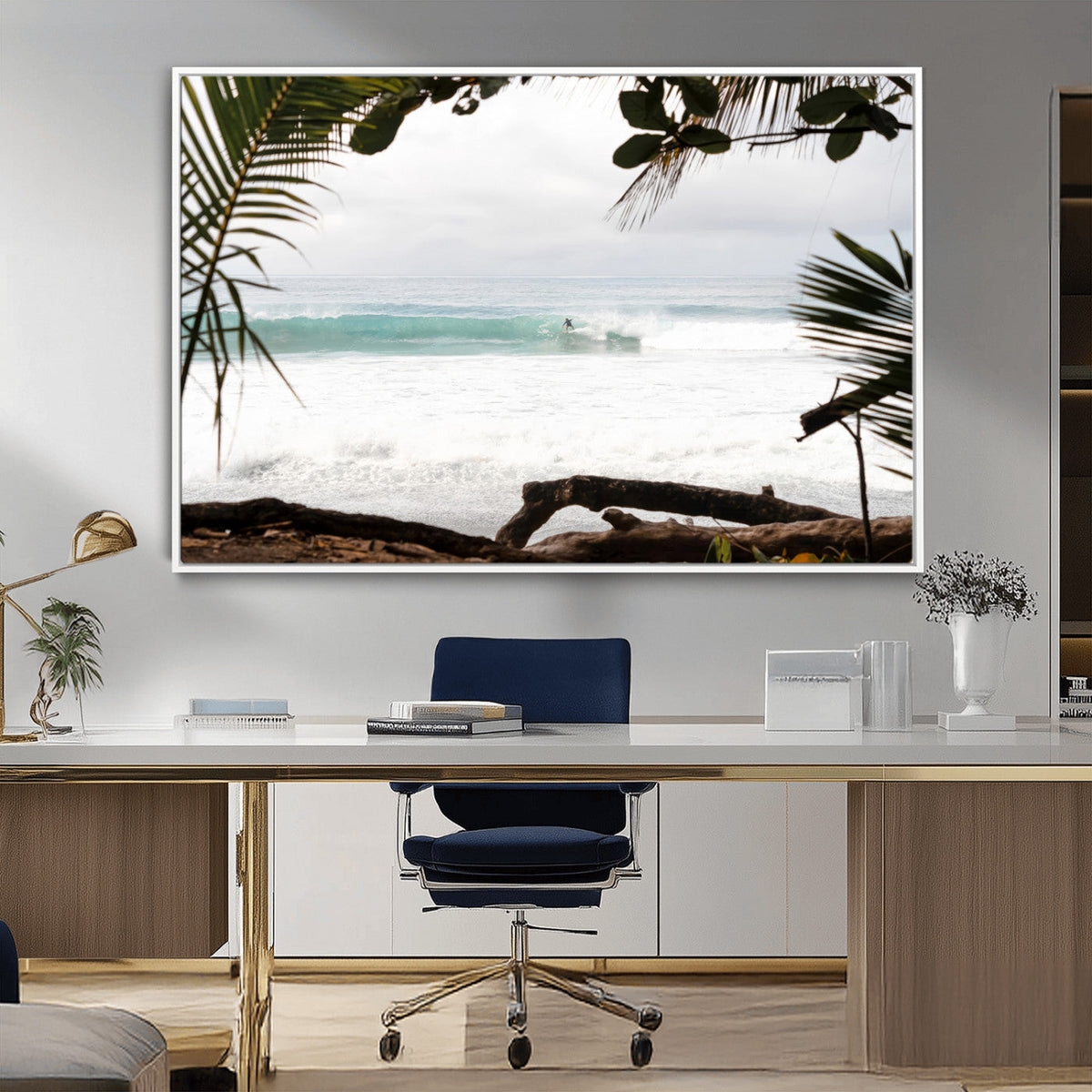 Tropical Surf Wall Art Canvas Print – Framed Palm Tree View