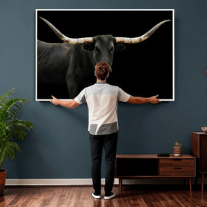 Longhorn Cattle Wall Art Canvas Print – Framed Texas Ranch