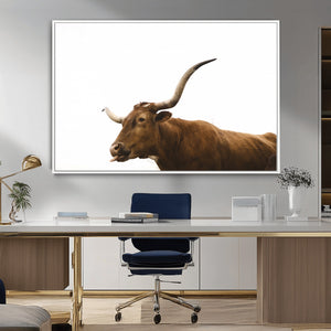 Longhorn Cow Wall Art Canvas Print – Framed Rustic Animal