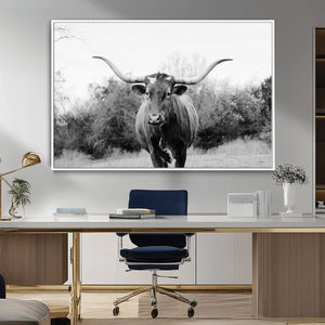 Longhorn Photography Wall Art Canvas Print – Framed Western