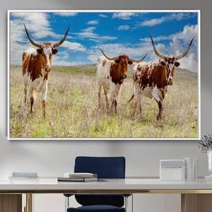 Texas Longhorn Wall Art Canvas Print – Framed Western Decor