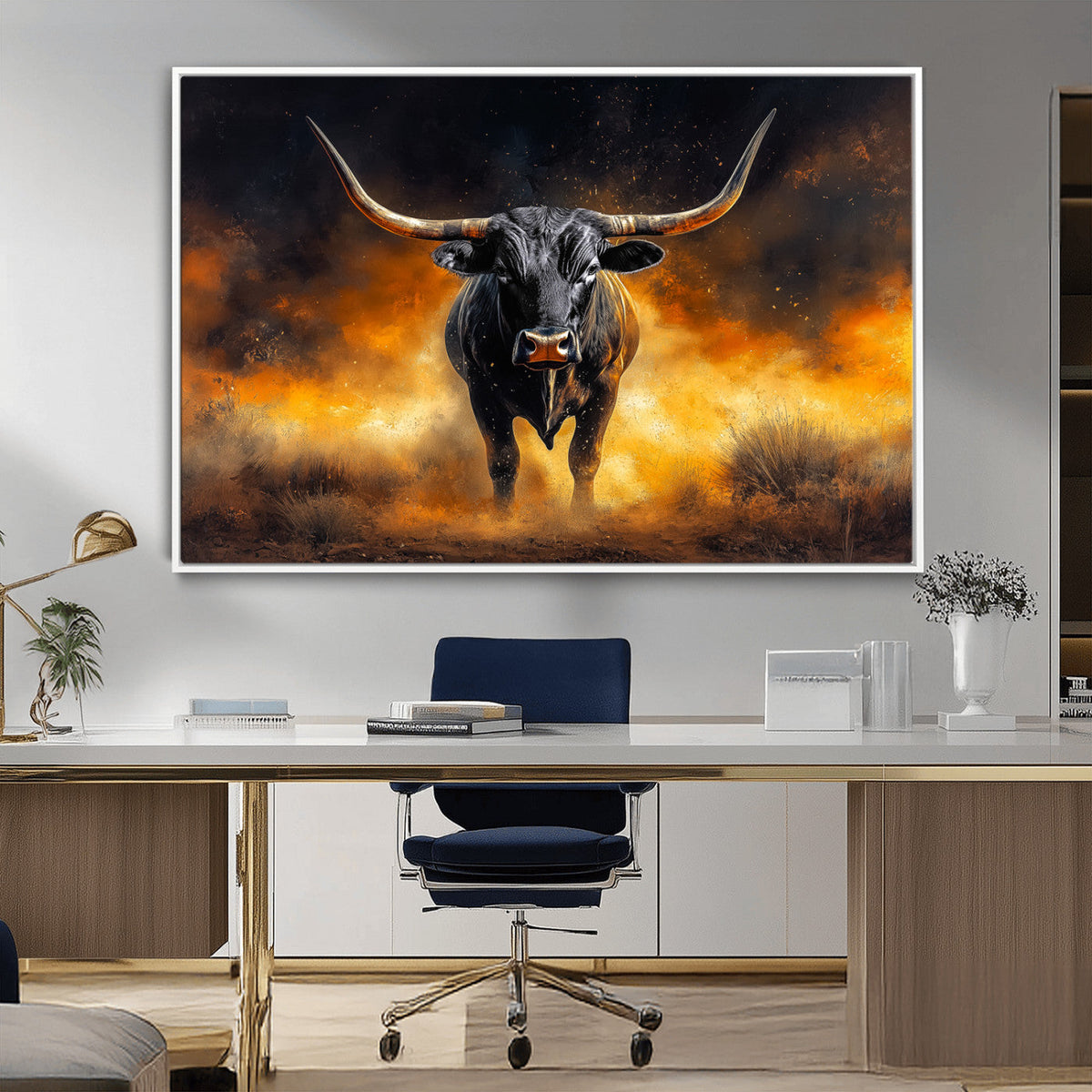 Longhorn Canvas Wall Art Canvas Print – Framed Bold Bull