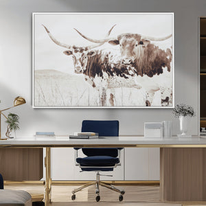 Longhorn Wall Art Canvas Print – Framed Western Cow Canvas