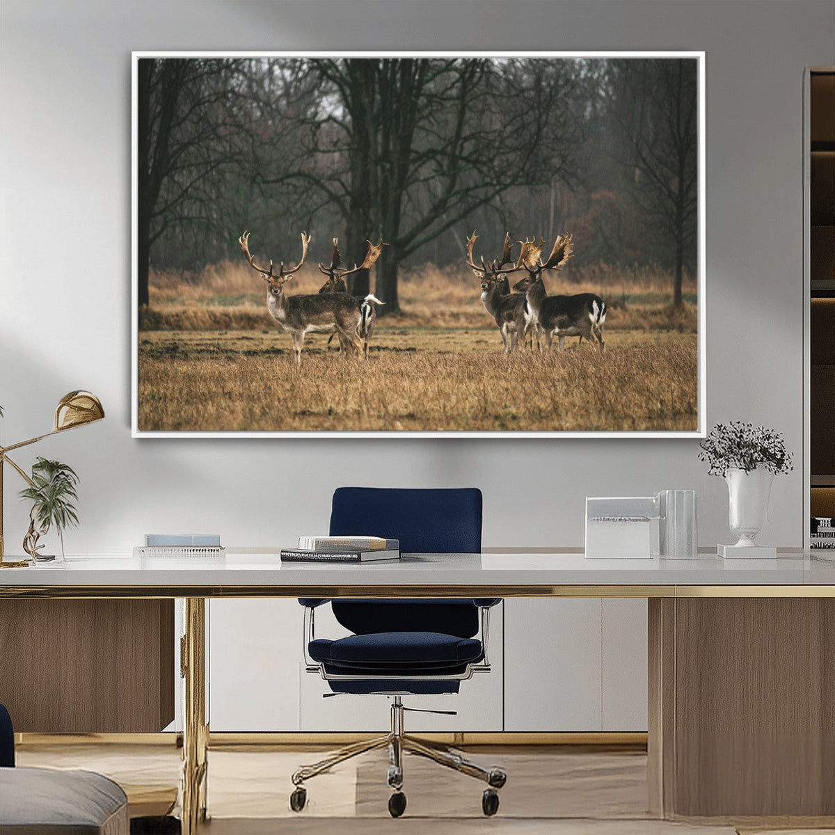 Deer Wall Art Canvas Print – Framed Rustic Wildlife Art