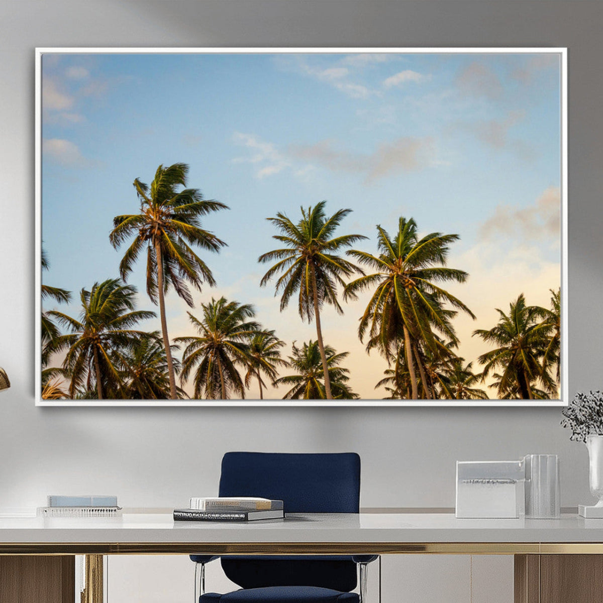 Palm Trees Wall Art Canvas Print – Framed Tropical Vibes Art