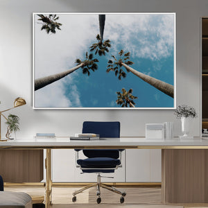 Tropical Palm Trees Wall Art Canvas Print Framed California
