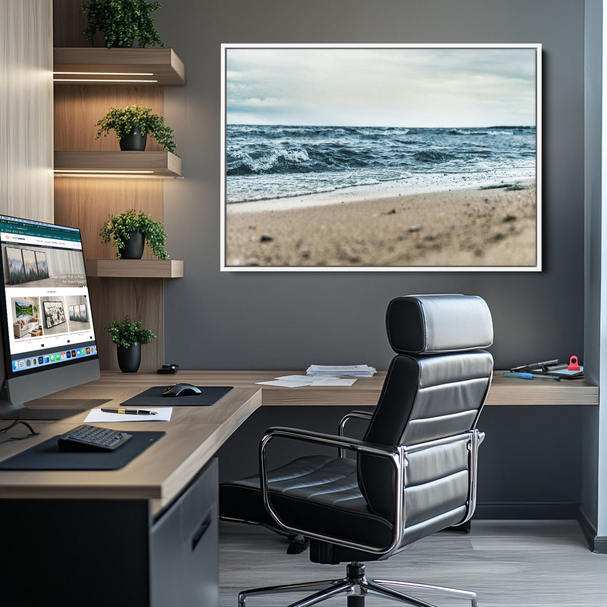 Ocean Wall Art Canvas Print – Moody Coastal Seascape Scene