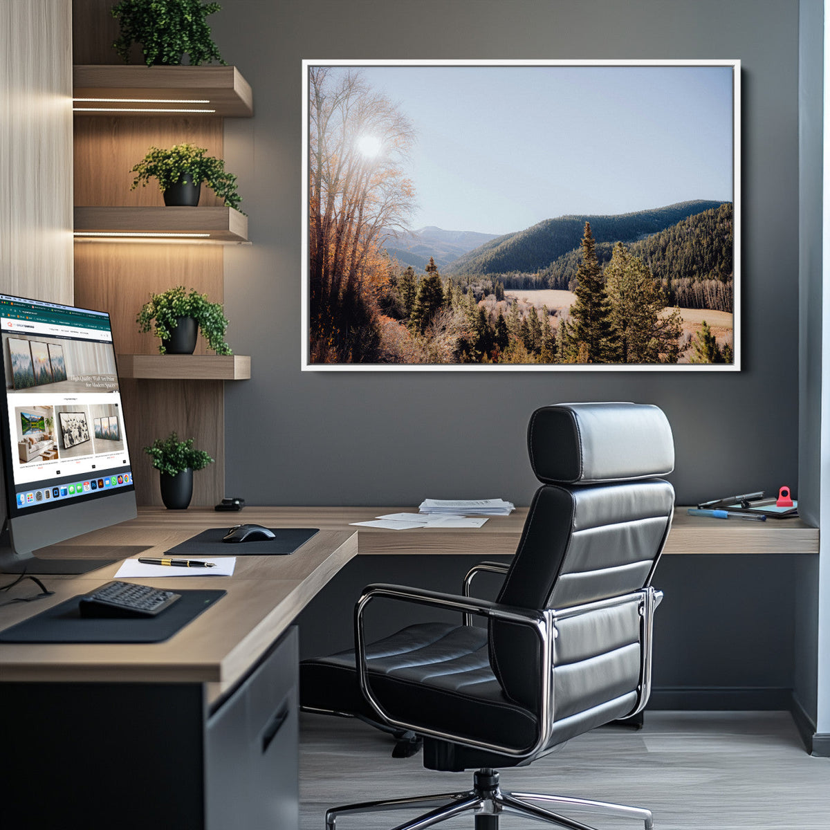 Rustic Landscape Wall Art Canvas Print – Serene Valley Scene