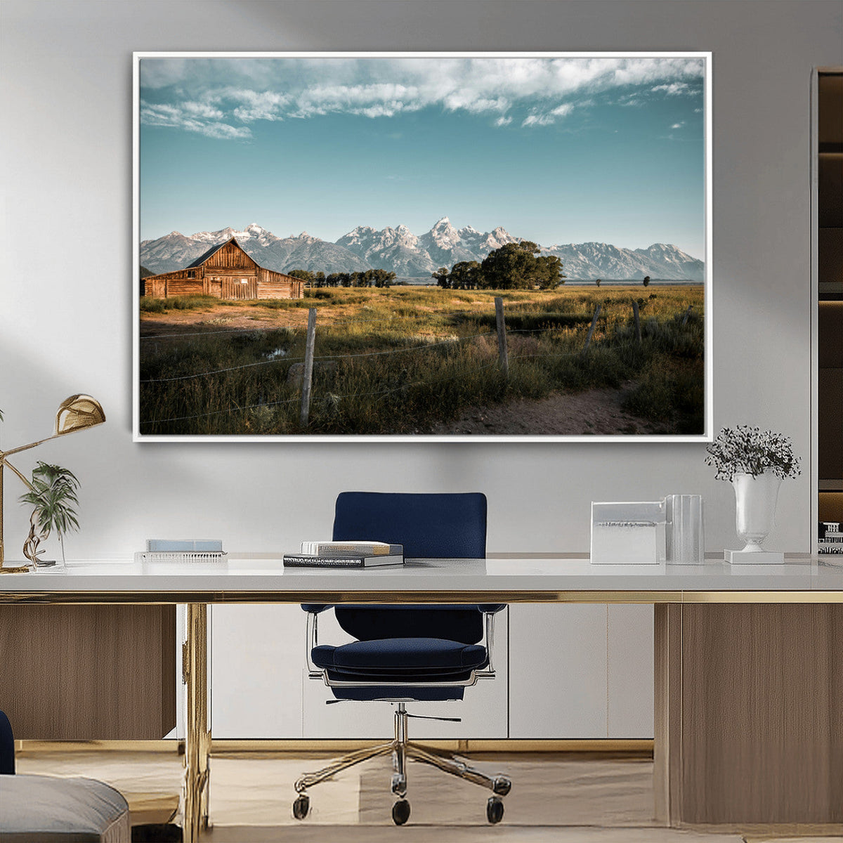 Rustic Farmhouse Wall Art Canvas Print – Framed Mountain