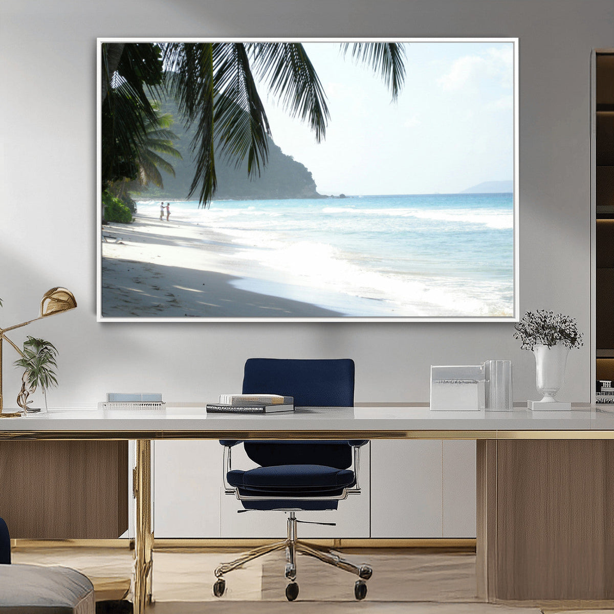 Tropical Beach Wall Art Canvas Print – Framed Serene Ocean