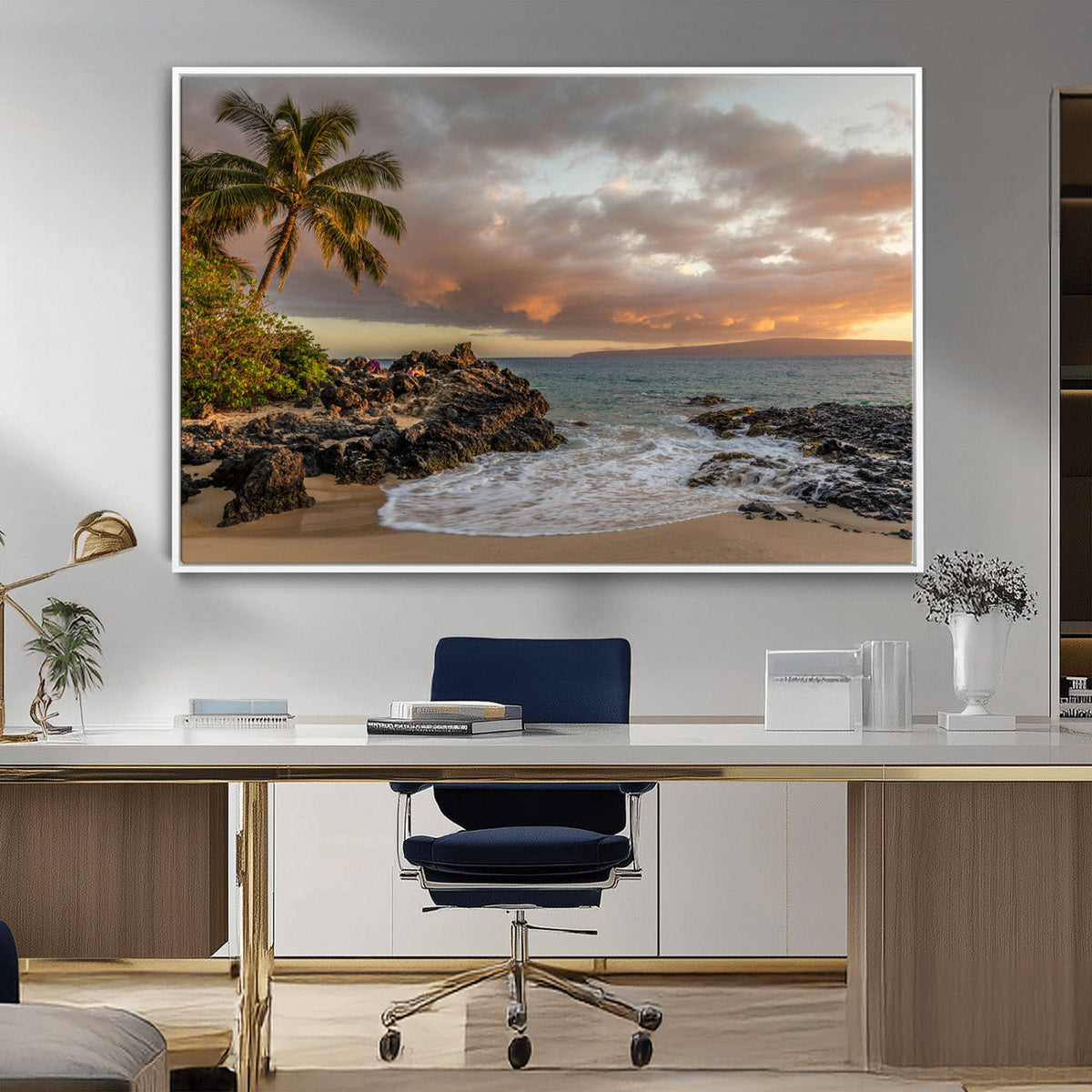 Tropical Beach Wall Art Canvas Print, Vibrant Hawaiian