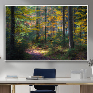 Autumn Forest Wall Art Canvas Print – Framed Fall Woodland