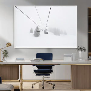 Ski Lift Wall Art Canvas Print – Snowy Alpine Landscape