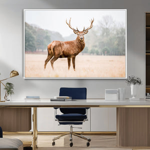 Vintage Wildlife Wall Art Canvas Print – Misty Landscape