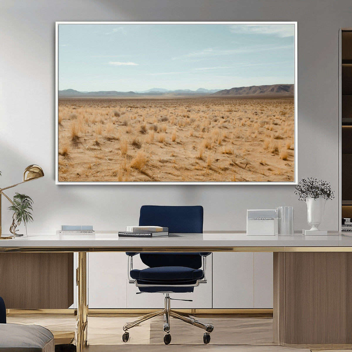 Desert Plains Wall Art Canvas Print, Golden Light Over Dry
