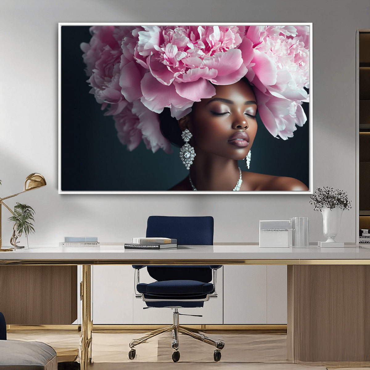 Black Beauty Petal Crown Wall Art Canvas Print – Floral