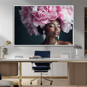 Black Beauty Petal Crown Wall Art Canvas Print – Floral