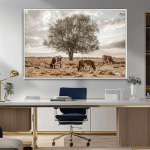 Texas Longhorn Cattle Wall Art, Rustic Western Ranch Canvas