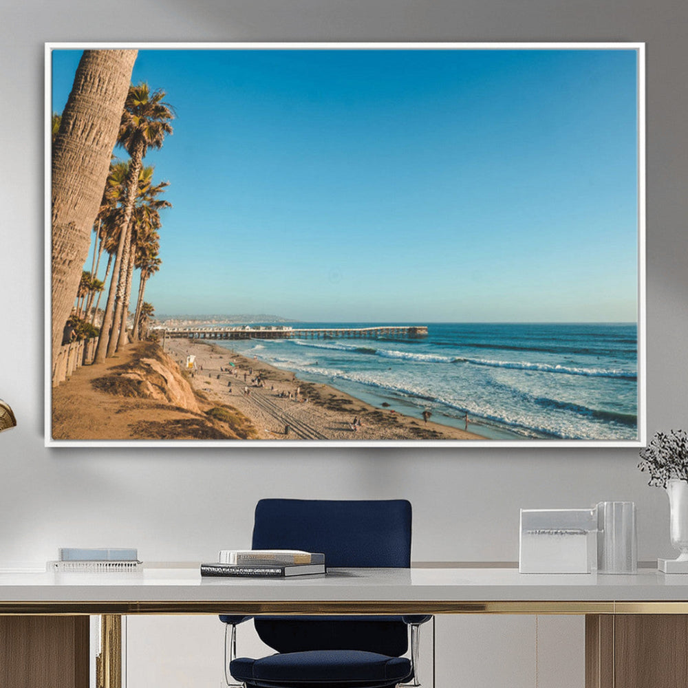 Scenic Beach Wall Art Canvas Print – Tall Palm Trees, Sandy