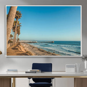 Scenic Beach Wall Art Canvas Print – Tall Palm Trees, Sandy