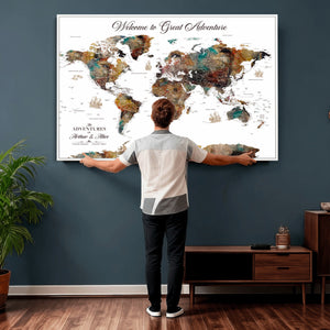 Customizable Framed World Map Canvas Print – Personalized