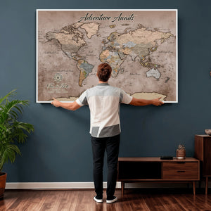 Custom Push Pin World Map Wall Art Canvas Print –