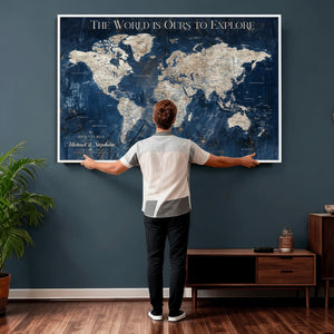 Custom Push Pin Travel Map Wall Art Canvas Print –