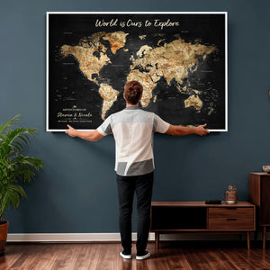 Framed Personalized Push Pin World Map – Custom Travel