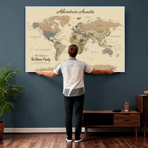 Custom Push Pin World Map Wall Art Canvas Print – Custom