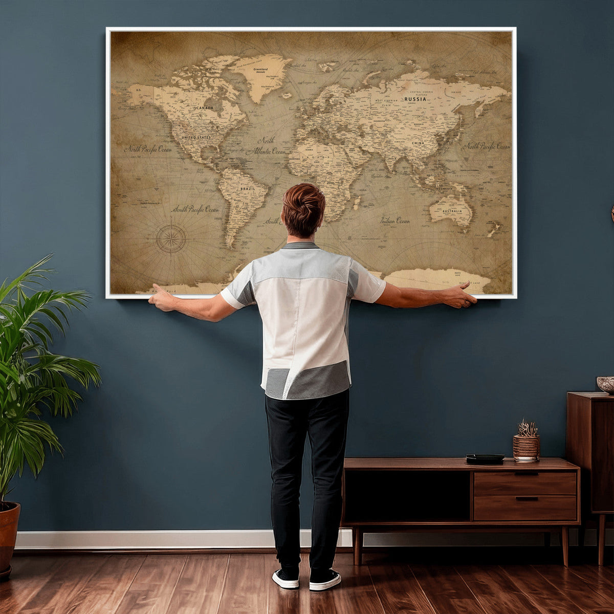 World Map Canvas Print – Framed Travel Map Wall Art for