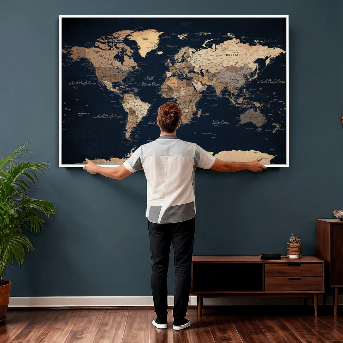 World Map Canvas Print – Detailed Map of the World Wall Art