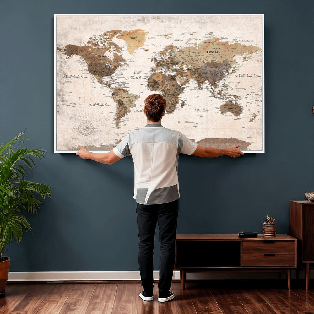 World Map Canvas Print – Framed Travel Map Wall Art for