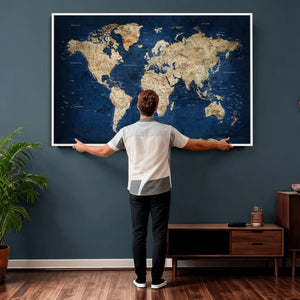 World Map Canvas Print – Framed Travel Map Wall Art for