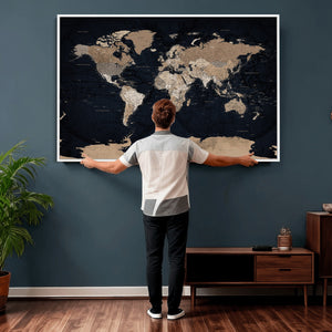 Grunge Wall Art World Map Canvas Print