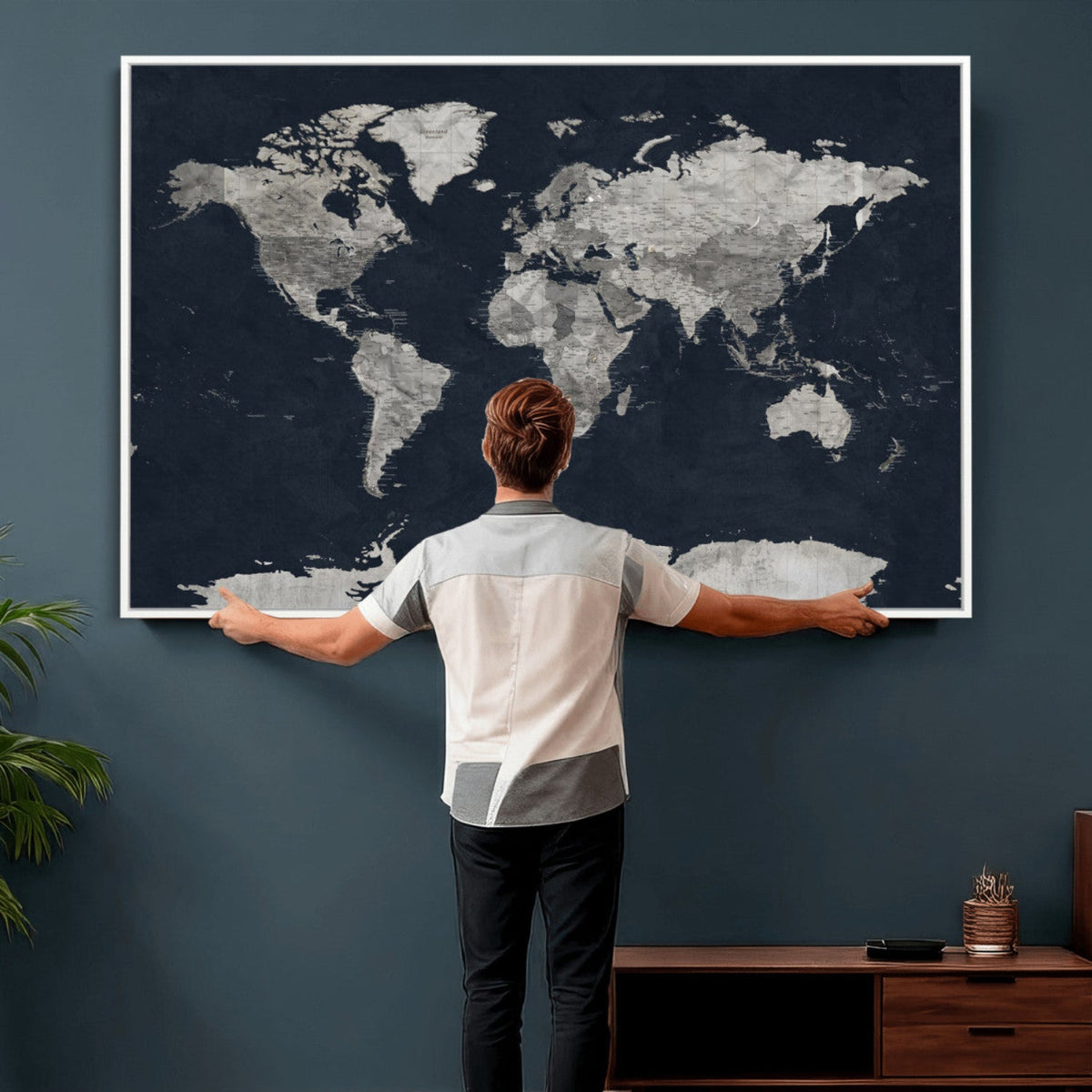 Colorful Watercolor World Map Canvas Print – Vibrant Framed