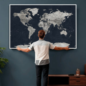 Colorful Watercolor World Map Canvas Print – Vibrant Framed
