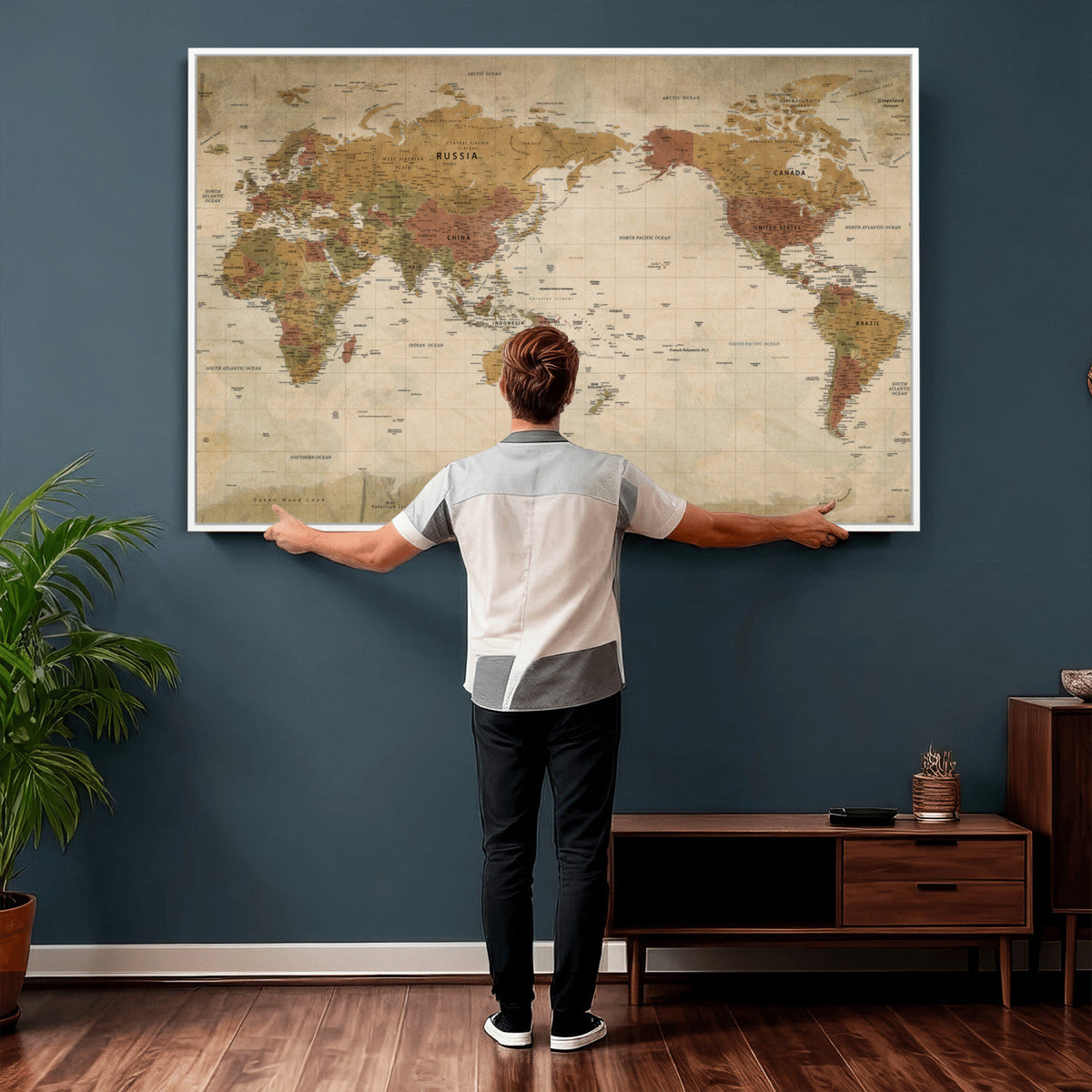 Vintage Detailed World Map Wall Art Canvas Print – Antique