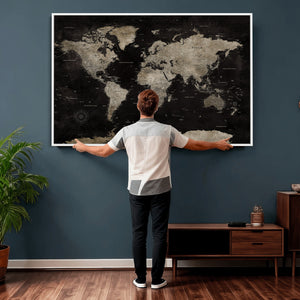 Detailed World Map Wall Art Print - Large Framed World Map