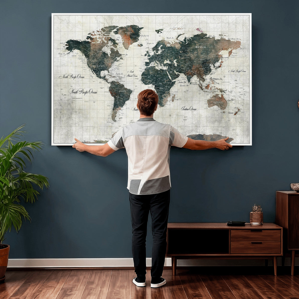 World Map Canvas Print – Framed Travel Map Wall Art for