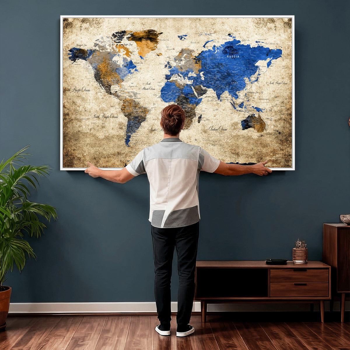 World Map Canvas Print – Colorful Abstract Travel Map,