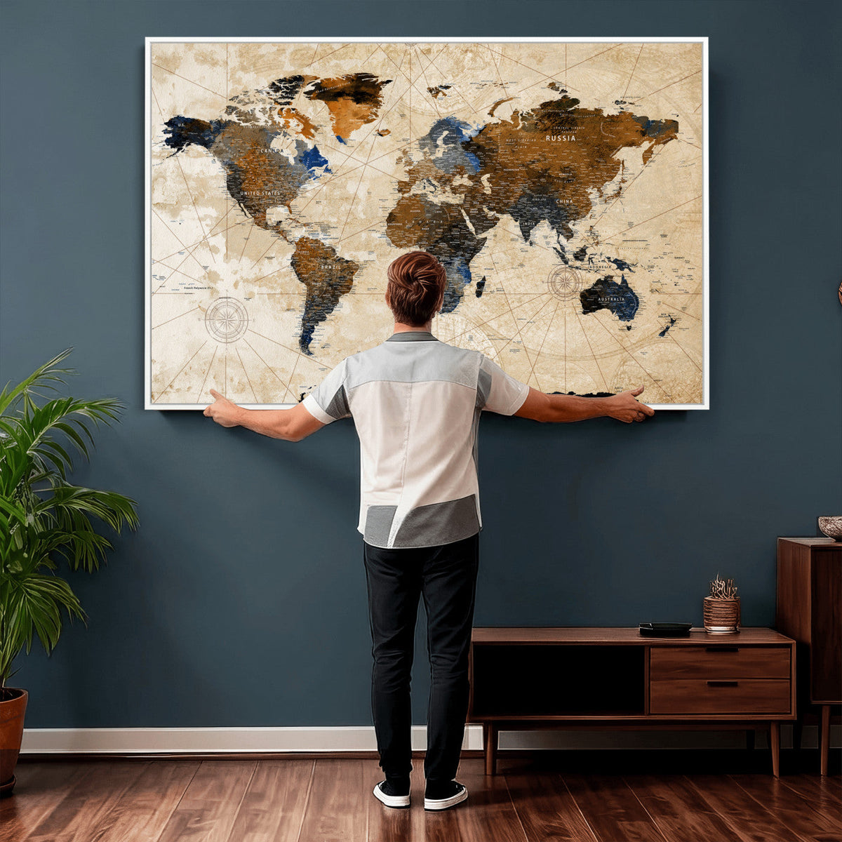 World Map Canvas Print – Framed Travel Map Wall Art for