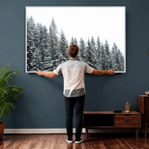 Misty Mountain Forest Canvas Print, Foggy Pine Trees Nature
