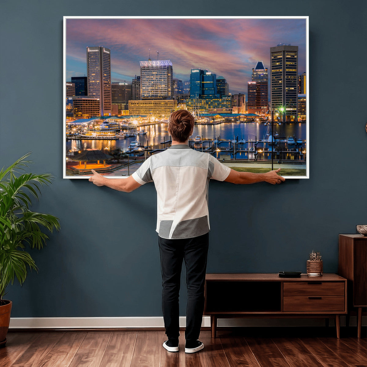 Baltimore Skyline Wall Art Canvas Print, Baltimore Downtown