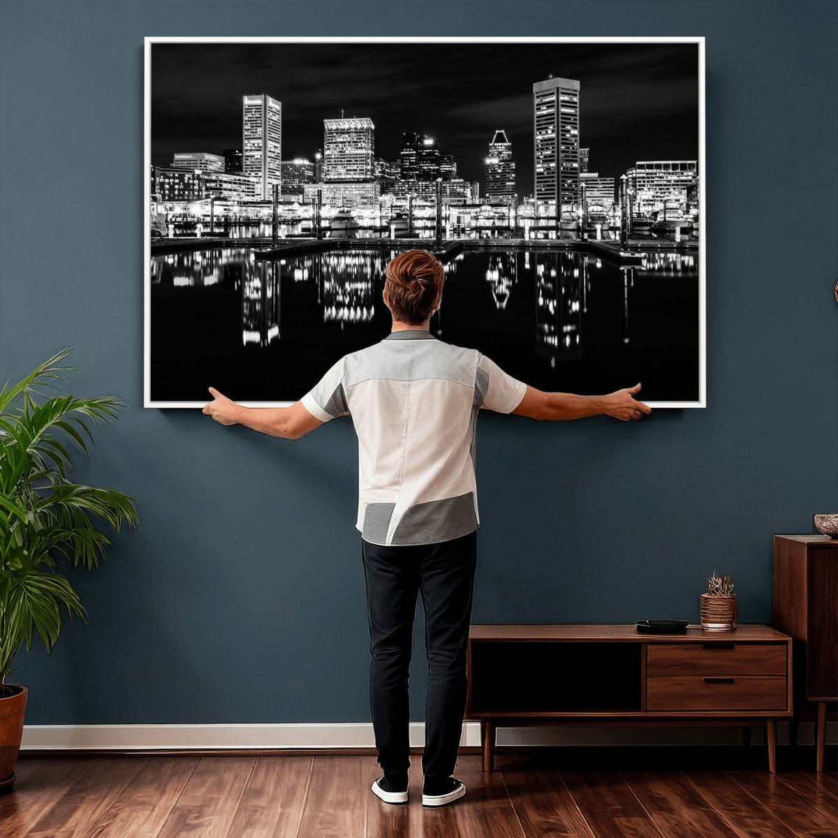 Baltimore Skyline Wall Art Canvas Print, Baltimore Downtown