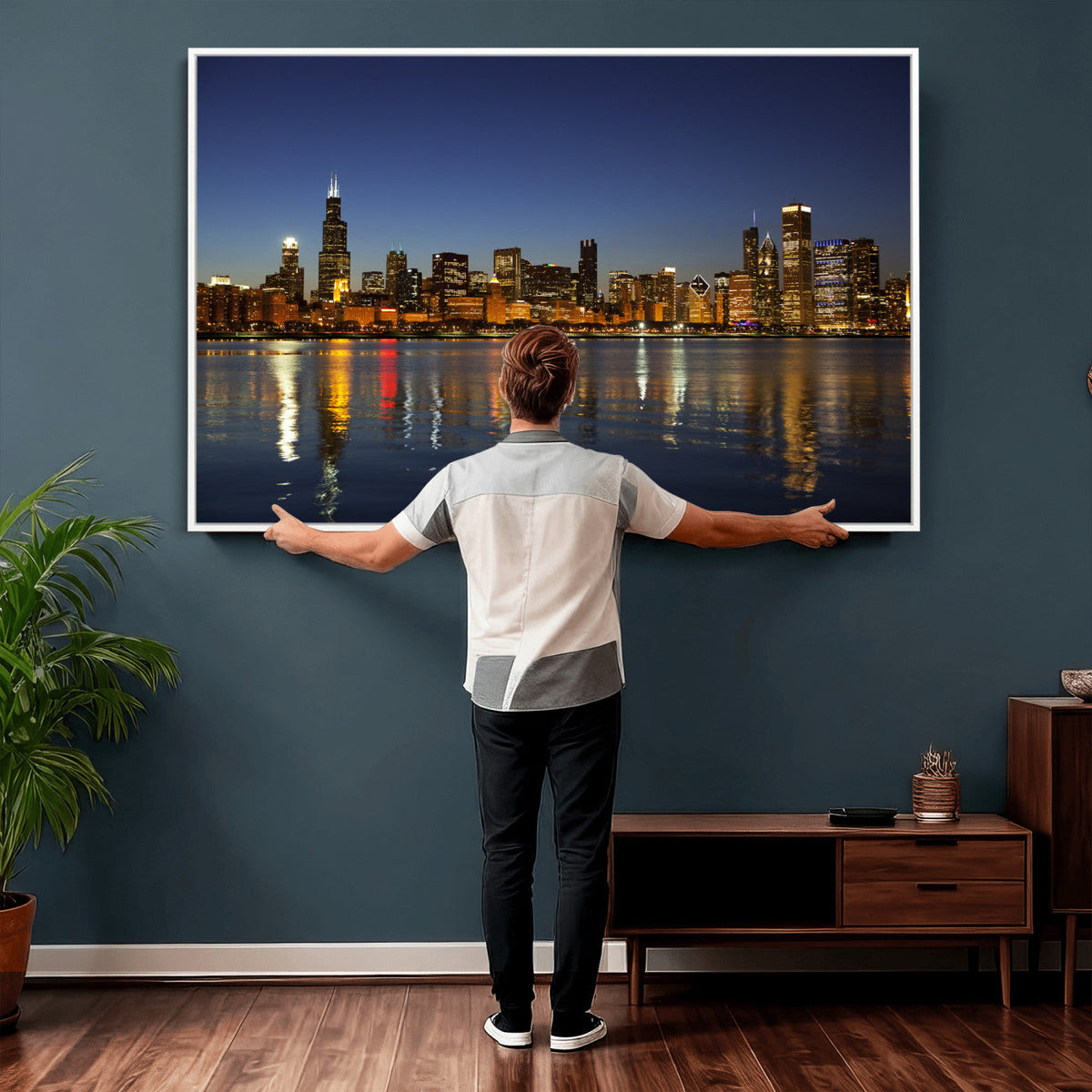 Chicago Wall Art Canvas Print - Chicago City Downtown Night