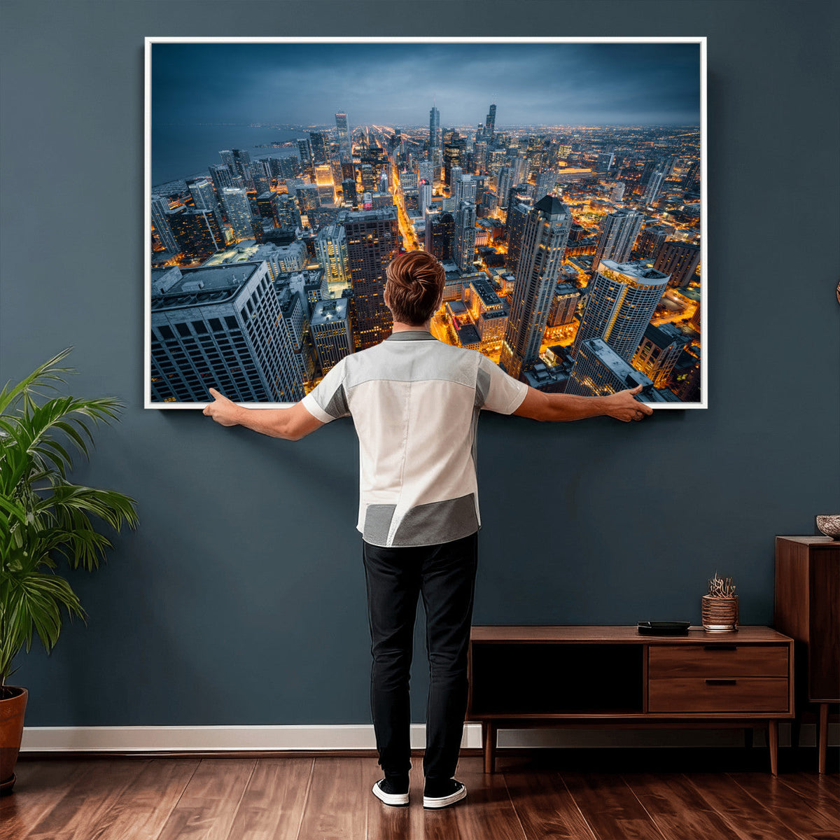 Chicago Wall Art Canvas Print - Chicago City Downtown Night
