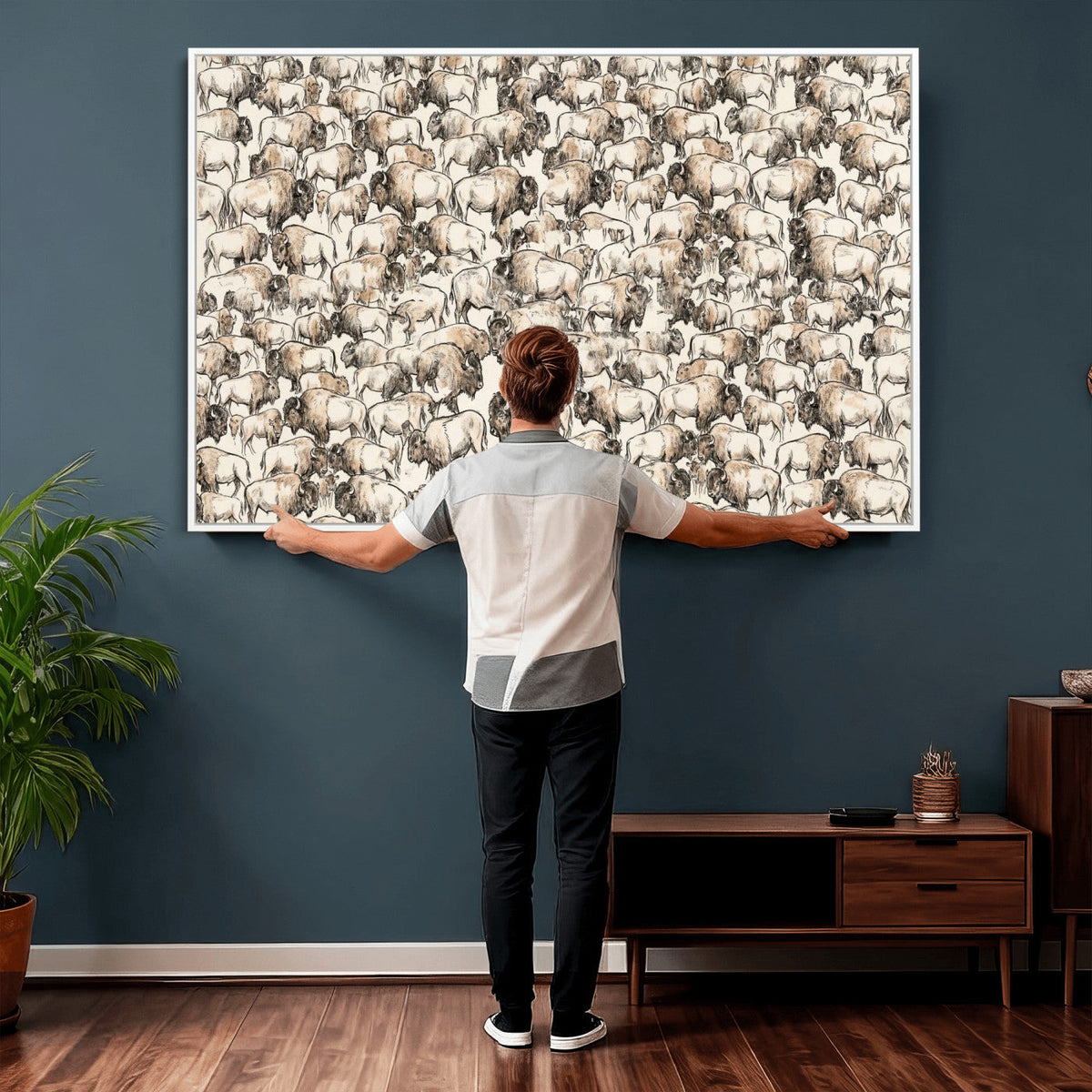 American Bison Canvas Print - Abstract Buffalo Wall Art