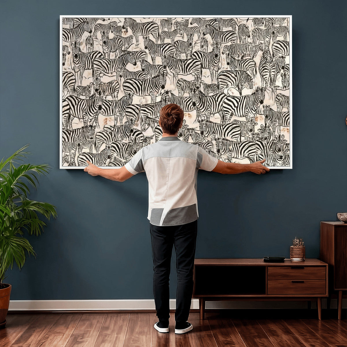 Abstract Zebra Wall Art Canvas Print for Farmhouse Decor